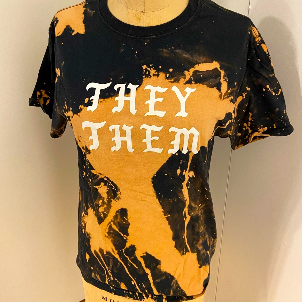 THEY THEM Handmade Bleached Grunge Shirt
